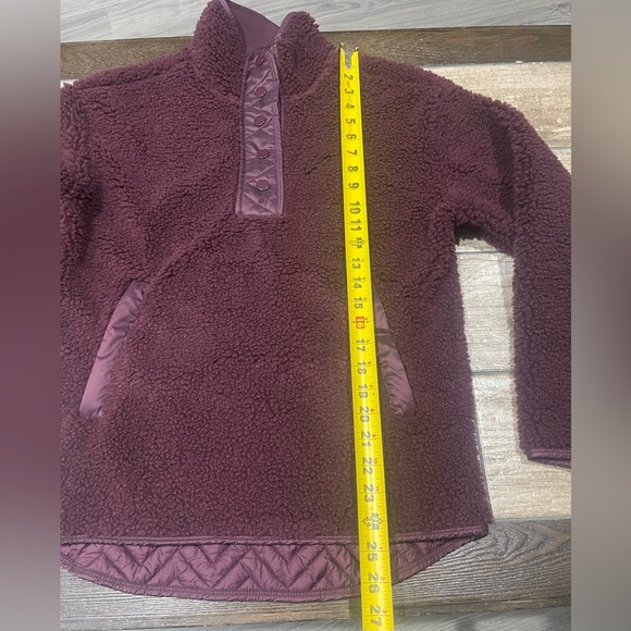 💫Athleta Cozy Sherpa Snap Sweatshirt Spiced Cabernet Size XS Burgundy💫 - Picture 8 of 9